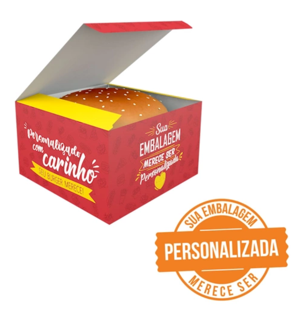 Embalagem caixa para Hamburguer Delivery Personalizada